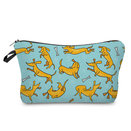 Trendy new sausage dog printed cosmetic bag cute animal cosmetics storage bag large capacity wash bag