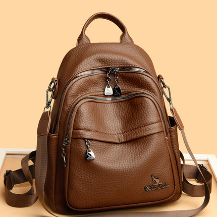 Foreign Trade Hot-Selling Women's Backpack 2026 Simple Solid Color Black Travel Backpack Multifunctional Girls' School Bag Backpack