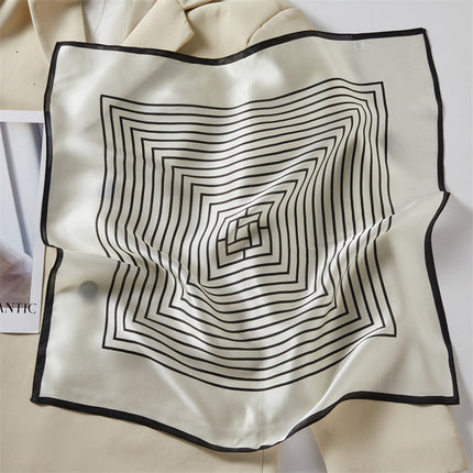 100% Silk Scarf Spring New Black Silkworm Silk 53cm Small Square Scarf Advanced Sense White Scarf