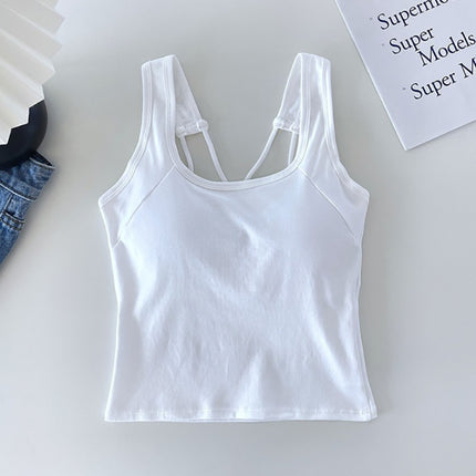 All-In-One Beautiful Back Underwear for Women, Solid Color Inner Camisole with Breast Pads, Hot Girl Wraps Her Breasts and Exposes Her Back and Can Be Worn Outside