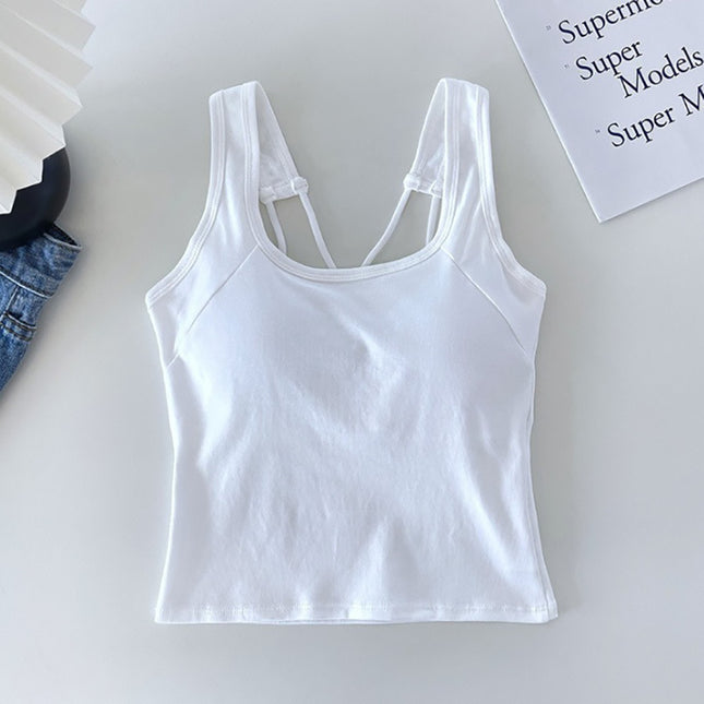 All-In-One Beautiful Back Underwear for Women, Solid Color Inner Camisole with Breast Pads, Hot Girl Wraps Her Breasts and Exposes Her Back and Can Be Worn Outside