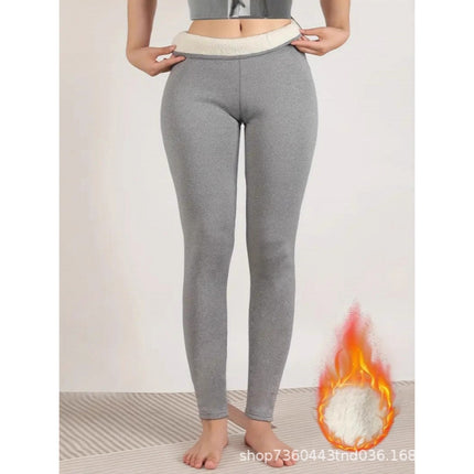 Cross-Border Popular European and American Outerwear Thickened Warm Women's High-Waisted Fleece-Lined Leggings Elastic Warm Textured Yoga Pants