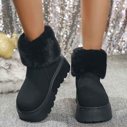 Thick-Soled Snow Boots for Women 2025 New Winter Export Large Size Fleece-Lined Warm Fur Short Cotton Boots Ready for Sale