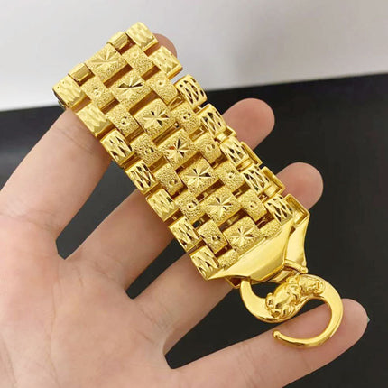 Gold-plated jewelry men's bracelet version chain bracelet tough guy wide face bracelet chain rice pattern bracelet a generation of hair