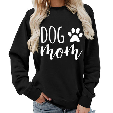 Dog mom printed round neck women's jacket vests foreign trade supply autumn and winter coat casual loose European code cross-border