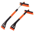 Three-section detachable telescopic orange snow shovel with three rows of brushes