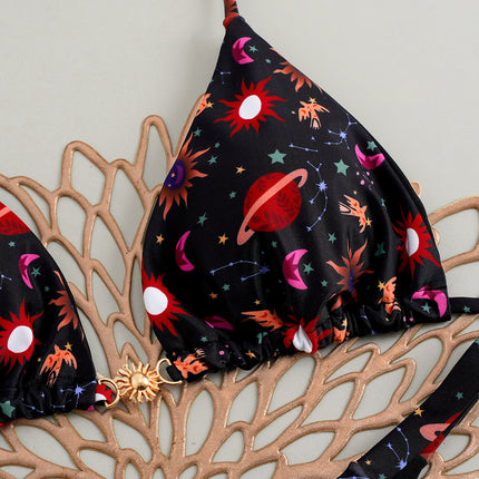 2025 Summer European and American New Split Bikini Sexy Brazilian Bikini Beach Swimsuit Black Leopard Dot