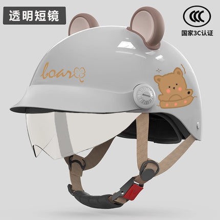 3C certification electric car helmet men's and women's summer safety helmet battery motorcycle sunshade light half helmet