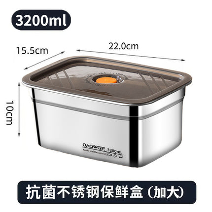 Extra Large Fresh-keeping Box Stainless Steel Household Refrigerated Freezing Fresh-keeping Micro-gland Cover Sealed Storage Fruit Lunch Box Rice