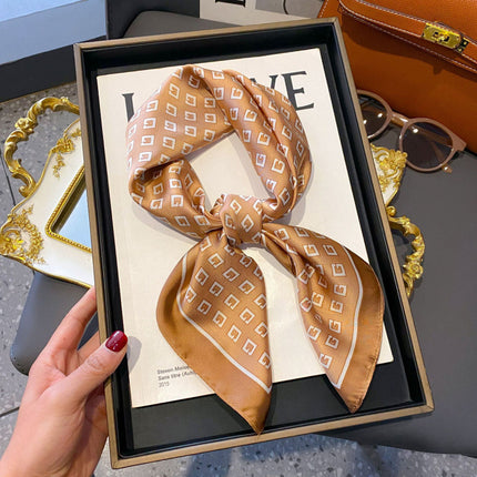 70cm Imitation Silk Square Scarf Fashion All-match Silk Scarf Professional Scarf Korean Style Neck Protection Scarf Decorative Small Square Scarf