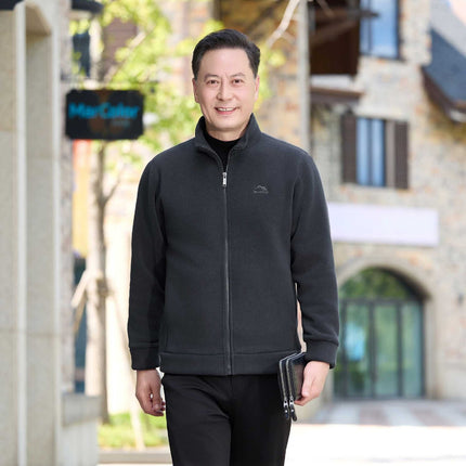 Middle-Aged Men's Velvet Thickened Jacket Autumn and Winter Casual Dad Wear Fleece Warm Fashion Zipper Shirt