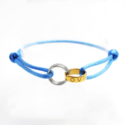 Cross-border supply Foreign Trade hand-woven couple stainless steel bracelet love double ring bracelet adjustable bracelet