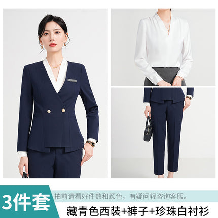 Jewelry Store Work Clothes Women's Autumn and Winter Temperament Goddess Fan Gan Practice Work Clothes OL Formal Occasion Professional Formal Suit Dress