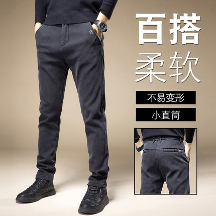 Men's Stretch Scrub Plaid Casual Pants for Men and Youth Hong Kong-style Slim-fit Slim Hip Leggings All-match Sports Pants