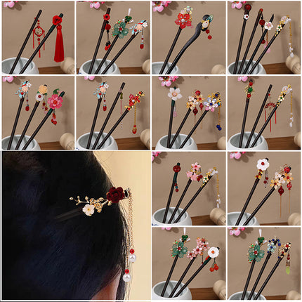 New Year Red Festive Chinese Style Hairpin Palace Style Tassel Walking Hair Hairpin Retro Hanfu Ancient Dress Cheongsam Hair Accessories Women