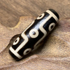 Weathered nine eyes dzi beads [black and white] 12*37mm