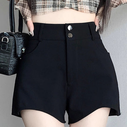 2024 Irregular Shorts Women's New Spring and Summer Outer Wear High Waist Slim Elegant Slim Fit Black Hot Shorts
