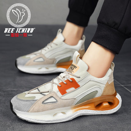 Bee Wolf Flagship Store Casual Mesh Shoes for Men, New Autumn and Winter Versatile Soft-Soled Running Sports Sneakers for Teenagers