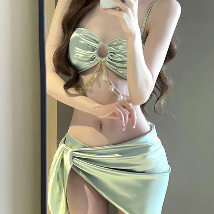 One-Piece Swimsuit Women's Summer Three-Piece Sexy 2025 New Push-Up Slimming Look Vacation High-End Bikini Hot Spring Bathing