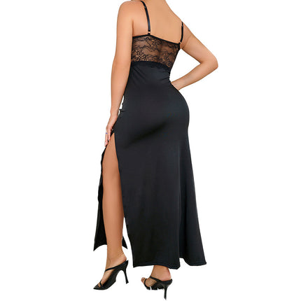 Cross-border New Foreign Trade Summer Fashion Embroidery Hollow Strap Sexy Solid Color Women's Backless dress