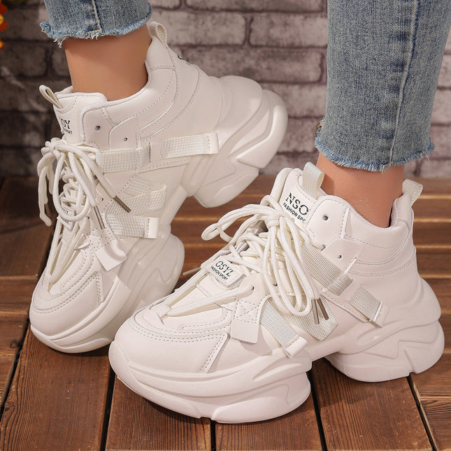 2024 Thick-Soled Dad Shoes, Casual Sports Shoes for Women, Spring New Round-Toe Cross-Strap Student Shoes. Large Quantity, Preferential Treatment