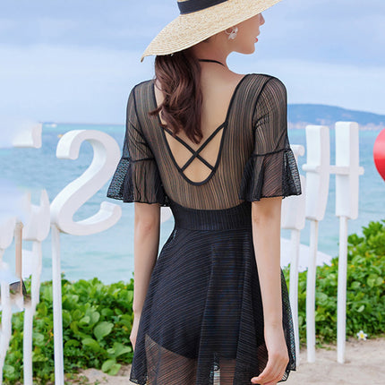 Women's Swimsuit 2026 New Summer Skirt-Style One-Piece Conservative Slimming Tummy-Covering Underwire High-End Sexy Hot Spring Bathing Suit
