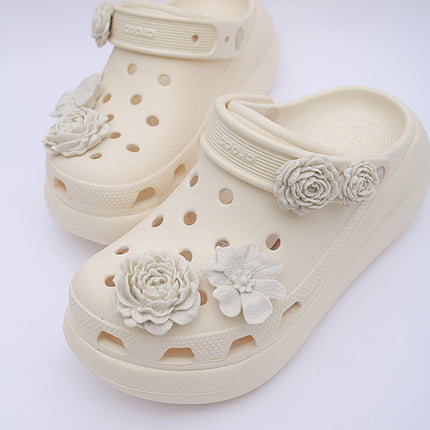 Puff Bouquet Style Clog Shoe Accessories Compatible with Cross Shoes Floral Decoration Linen Cloud Flower Shoe Buckle Set