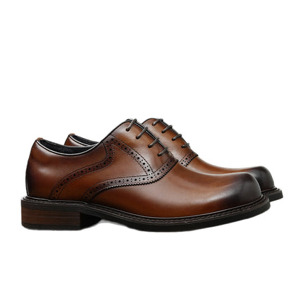 Men's Genuine Leather Shoes 2026 New Style Business Casual Wide-Footed Men's Shoes British-Style Brogue Oxford Shoes