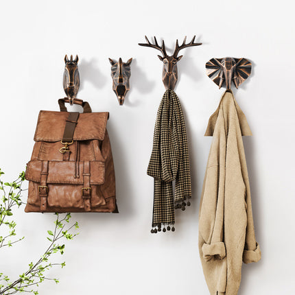 Creative Animal Clothes Hook Punch-free Deer Head Decoration Paste Clothes Hook Wall Coat Hook Door Rear Key Rack