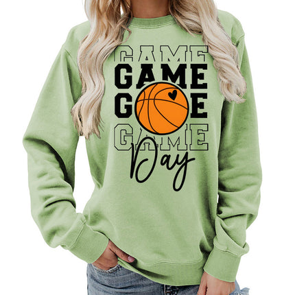 Game day printed round neck women's top vests foreign trade supply autumn and winter coat casual loose European size cross-border