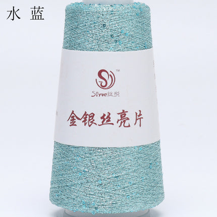silk yue/diy hand-woven wool ball sweater line magic color gold and silver sequin line wrapped flower colorful companion wiring