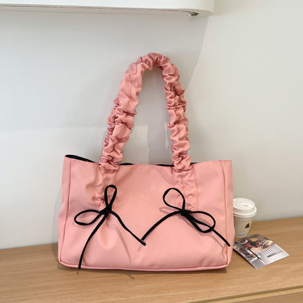 Cross-Border Best-Selling Bags for Women, New Pleated Large-Capacity Trendy Fashion Shoulder Bags, Versatile School Bags for Students during the Class
