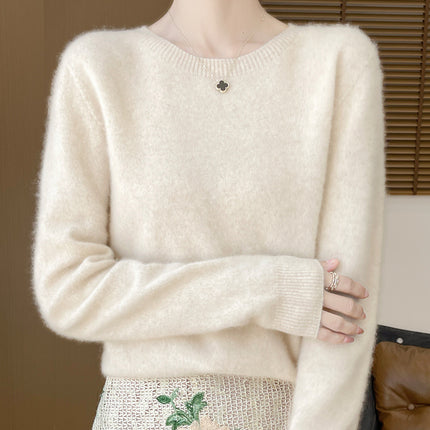 One-Line Ready-To-Wear Round Neck Wool Sweater Seamless Stereo Knitted 100% Wool Zero-Touch Autumn and Winter Seamless Base Sweater