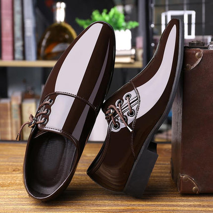 Men's Casual Leather Shoes, Fashionable and Versatile Leather Shoes, Formal Business Men's Shoes, Pointed Toe Bright Leather Office Wedding Men's Shoes