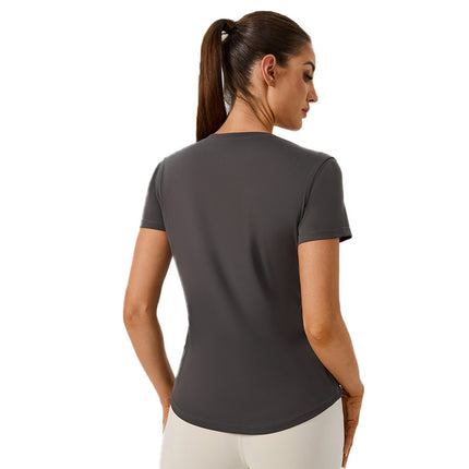 New Yoga Short-Sleeved Women's Lightweight, Breathable, Quick-Drying Sports Tops, Versatile Slim Training Fitness Short-Sleeved Yoga Clothes