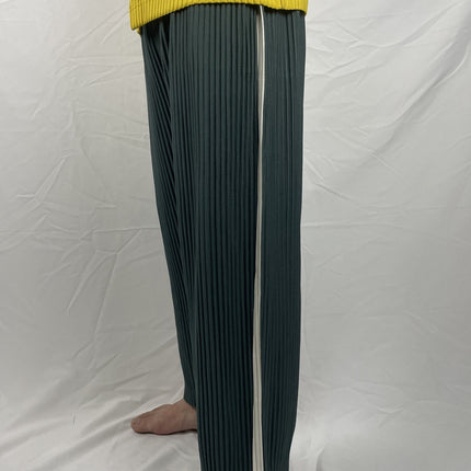 Miyake Garment Folded Pants Trousers Breathable Straight Side Color Matching Men's and Women's Loose Casual Summer New Japanese Style