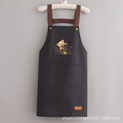 2024 apron waterproof and oil-proof men's and women's kitchen cooking waist bear simple strap pocket restaurant work clothes can be set