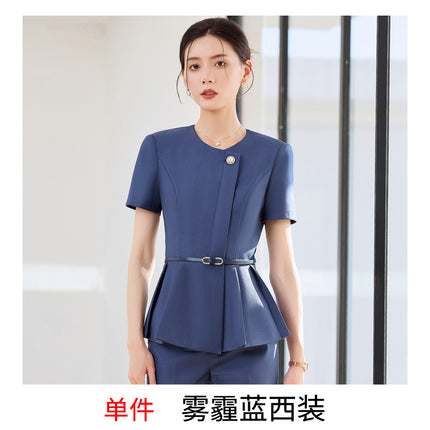 Grey Short-sleeved Suit suit Women's Summer High-end Hotel Front Desk Tooling Elegant Jewelry Store Work Clothes Professional Dress