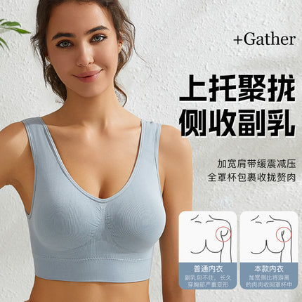 Bra Women's No Rings Sexy Gather Beautiful Back Yoga Vest plus size European and American Cushion Fitness Running Yoga Underwear
