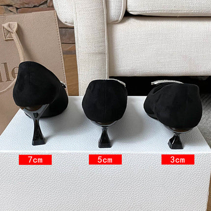 Square head black work shoes women's shoes soft bottom long standing not tired professional work comfortable high heels thick heel shoes