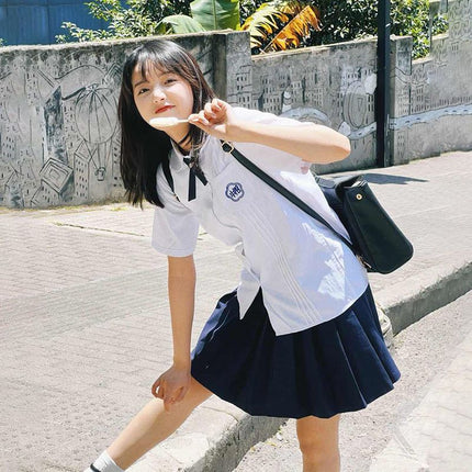 Taiwan Attached High School Uniform Summer Shirt suit jk Uniform Female Senior high school Students College Style Games Graduation Class Uniform