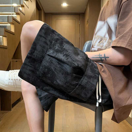 Men's Summer Sports Shorts Casual Corduroy Knee-Length American Style Trendy Basketball Loose Multi-Pocket Mid-Length Shorts