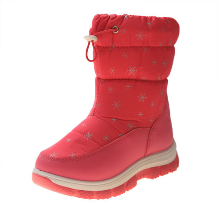 2026 Winter New Children's Snow Boots Snowflake High-Top Cute Fashionable Cotton Shoes Casual Soft Sole Warm