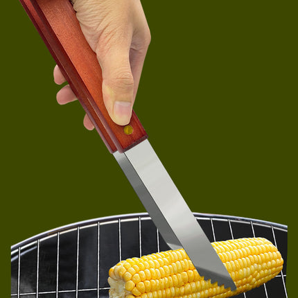 Outdoor camping barbecue tools combination stainless steel grill suit wooden handle fork shovel clip BBQ accessories cloth bag