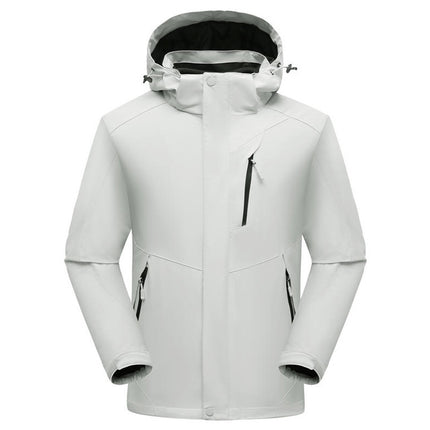 Three-In-One Jacket with Logo for Men and Women, Outdoor Detachable Cold-Proof and Warm Mountaineering Workwear, Team Uniform with Hood