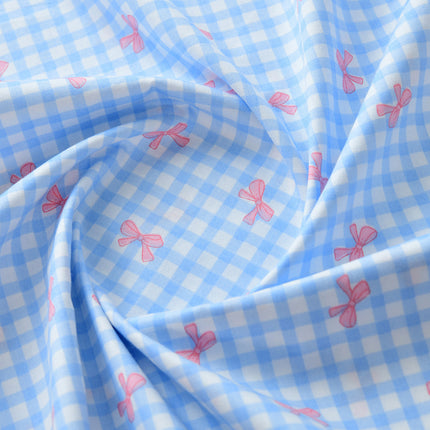 40 Count Pure Cotton Twill Fabric Handmade DIY Clothing Bedding Fabric Cotton Dopamine Color Plaid Bow