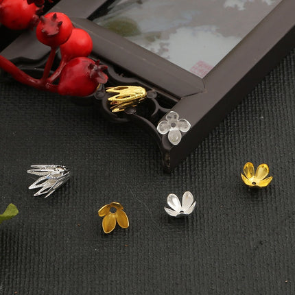 Iron octagonal pointed leaf rounded five-petal flower holder petals handmade diy made hairpin tassel antique material accessories