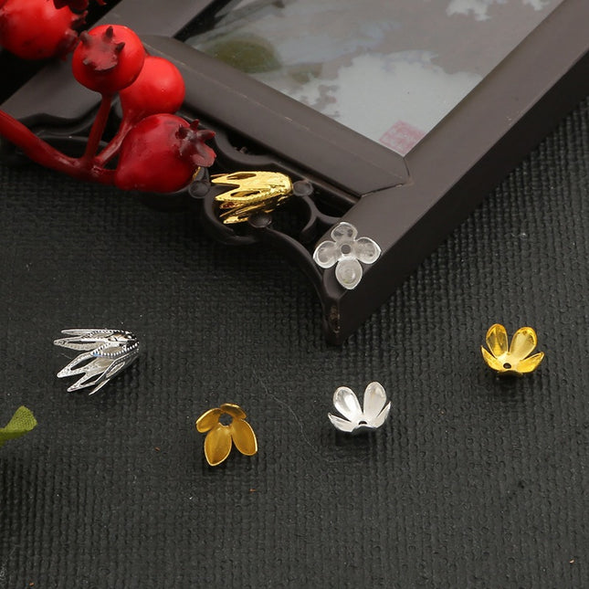 Iron octagonal pointed leaf rounded five-petal flower holder petals handmade diy made hairpin tassel antique material accessories