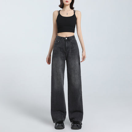 American Style Retro Old High Waist Straight Jeans Women's 2025 Spring New Loose Slim-Fit Pants
