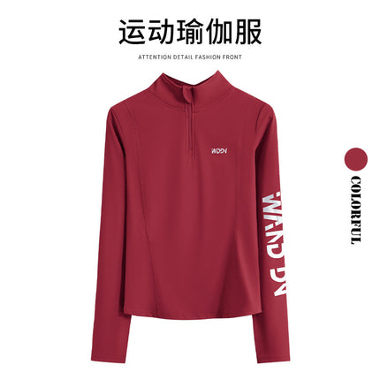 Winter zipper running top fitness new suit sports long sleeve autumn and winter quick drying yoga professional outdoor training